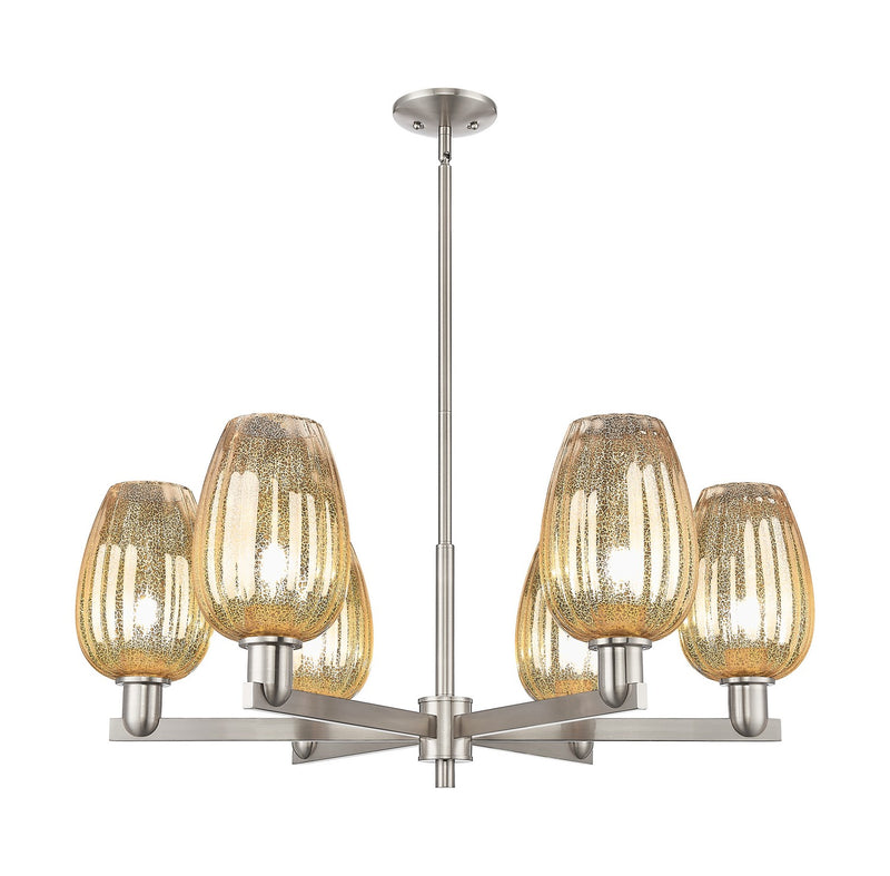 Innovations 716-6CR-SN-G457-6ME Six Light Chandelier, Satin Nickel