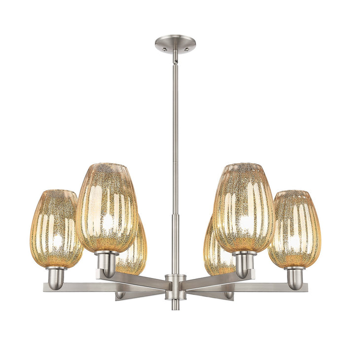 Innovations 716-6CR-SN-G457-6ME Six Light Chandelier, Satin Nickel