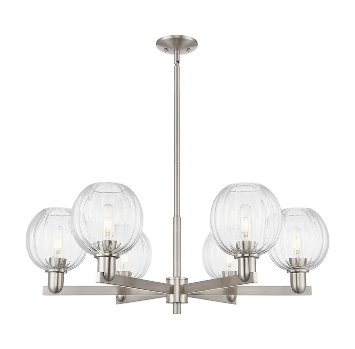 Innovations 716-6CR-SN-G458-7CL Six Light Chandelier, Satin Nickel