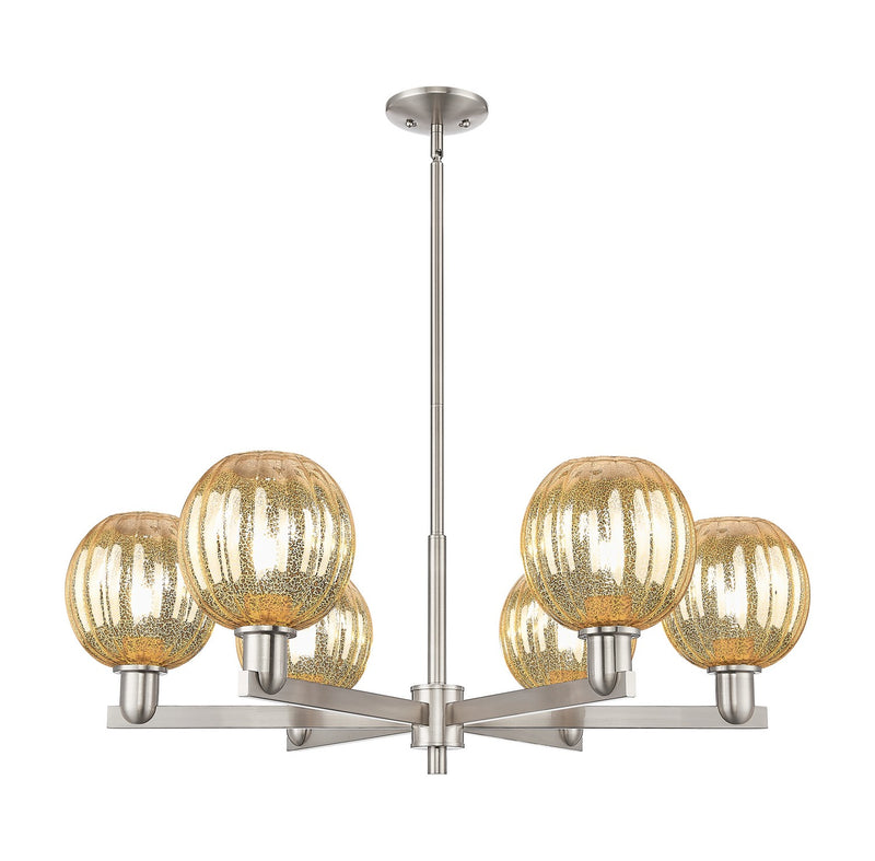 Innovations 716-6CR-SN-G458-7ME Six Light Chandelier, Satin Nickel