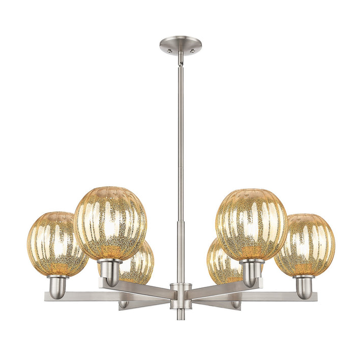Innovations 716-6CR-SN-G458-7ME Six Light Chandelier, Satin Nickel