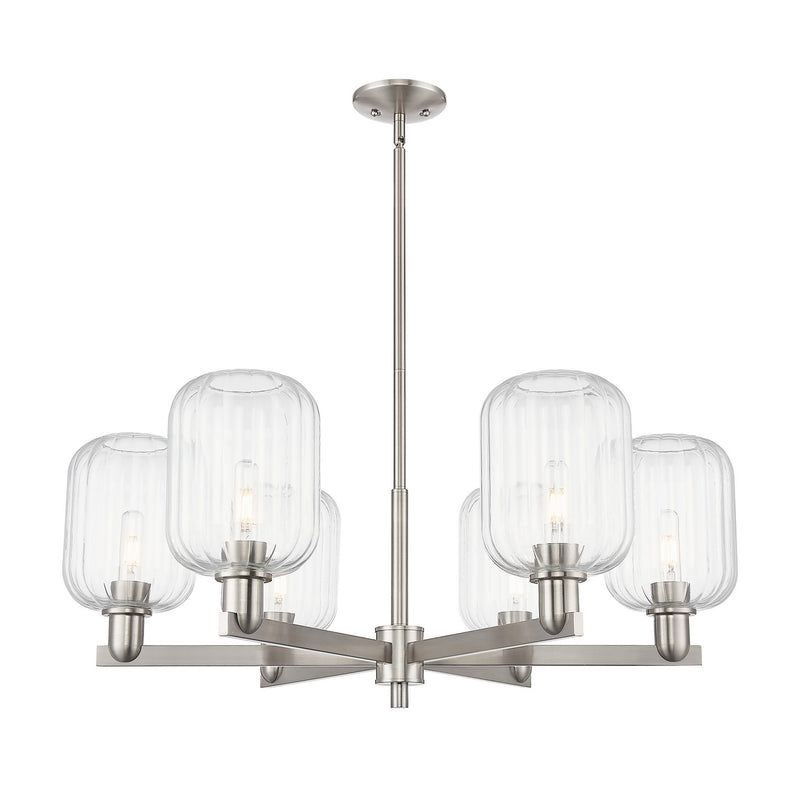 Innovations 716-6CR-SN-G460-7CL Six Light Chandelier, Satin Nickel