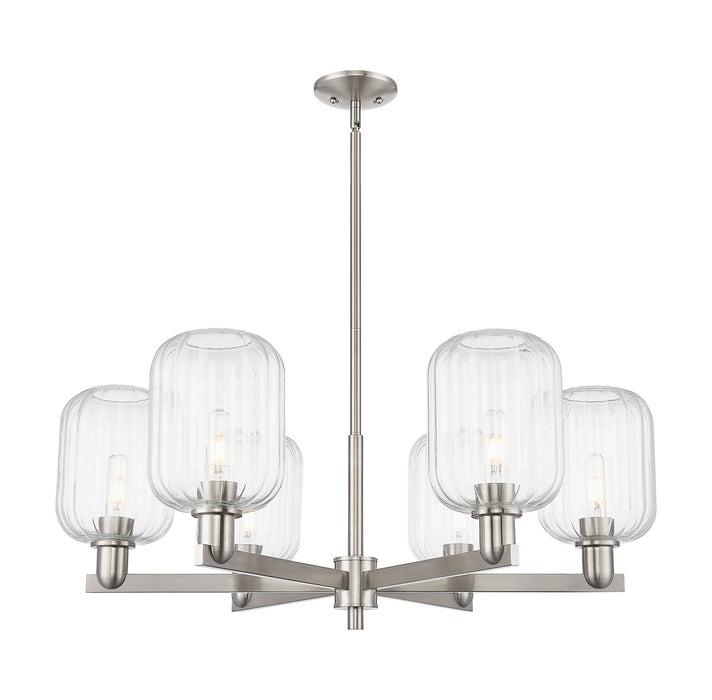 Innovations 716-6CR-SN-G460-7CL Six Light Chandelier, Satin Nickel