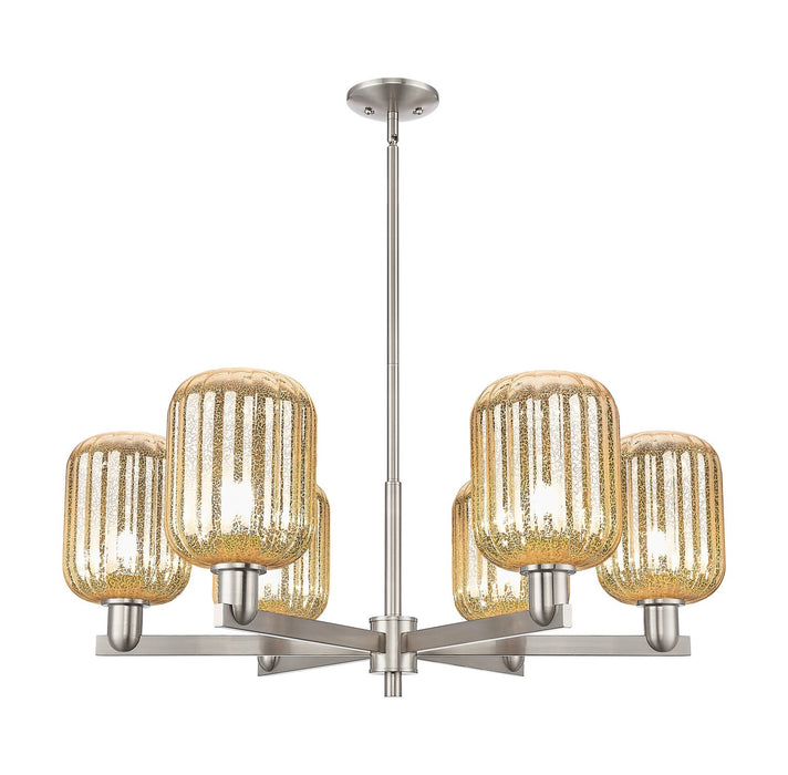 Innovations 716-6CR-SN-G460-7ME Six Light Chandelier, Satin Nickel