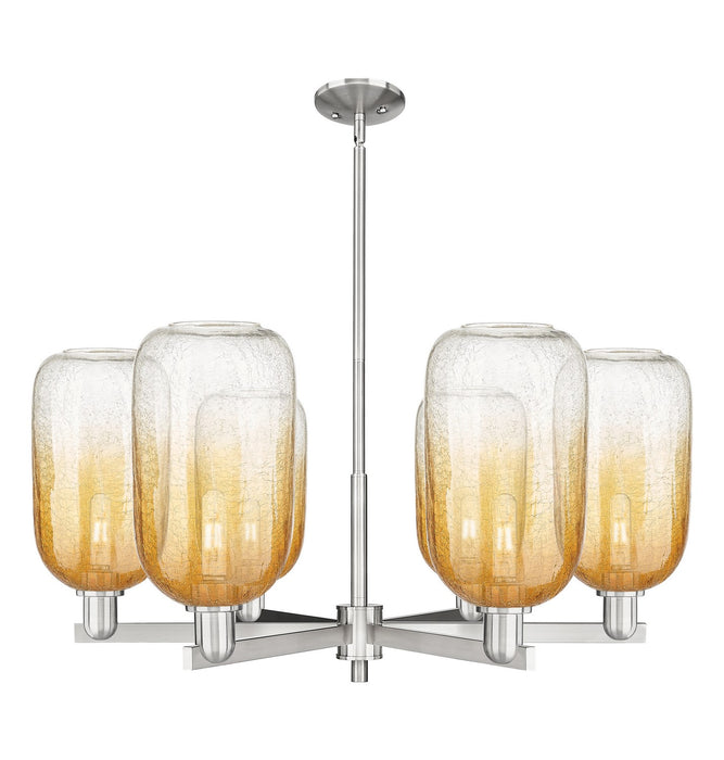 Innovations 716-6CR-SN-G482-7AM Six Light Chandelier, Satin Nickel