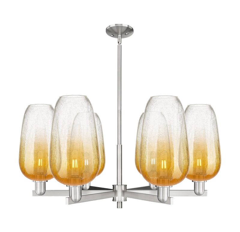 Innovations 716-6CR-SN-G484-7AM Six Light Chandelier, Satin Nickel