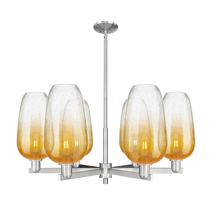 Innovations 716-6CR-SN-G484-7AM Six Light Chandelier, Satin Nickel