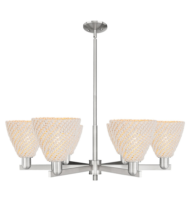 Innovations 716-6CR-SN-NBD-75-NAT Six Light Chandelier, Satin Nickel
