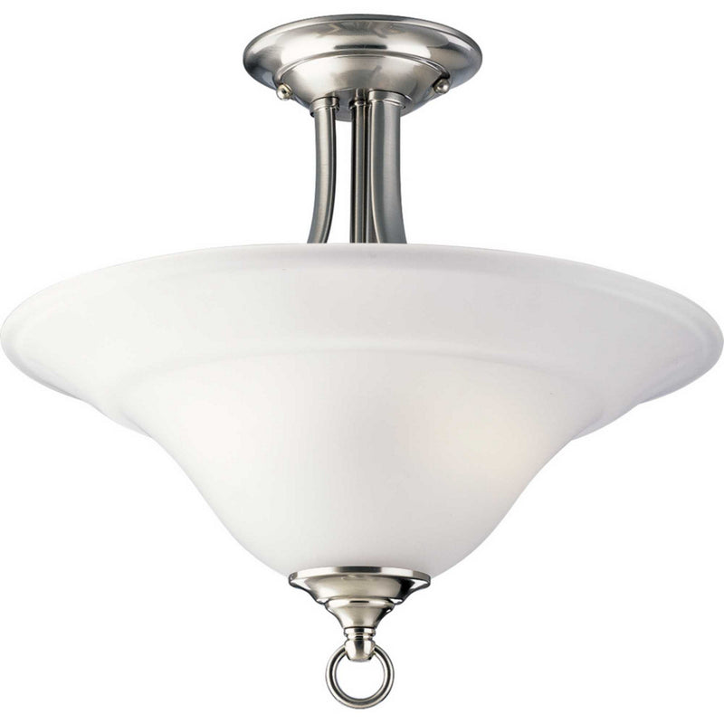 Progress Lighting P3473-09 Two Light Semi-Flush Mount, Brushed Nickel