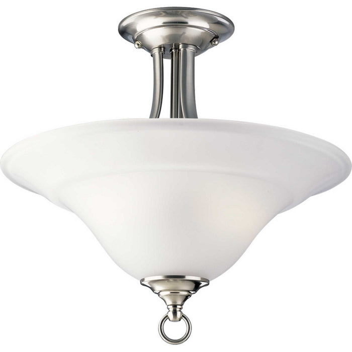 Progress Lighting P3473-09 Two Light Semi-Flush Mount, Brushed Nickel