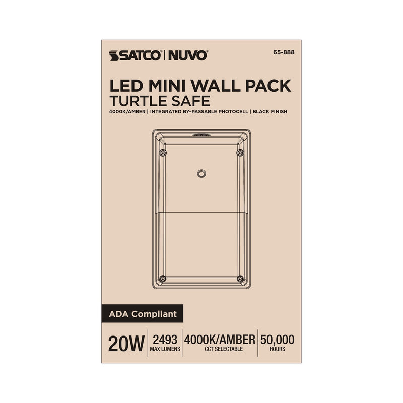 Satco 65-888 LED Turtle Safe Wall Pack, Black