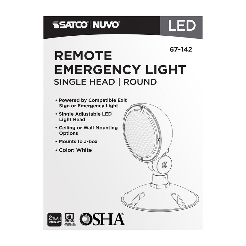 Satco 67-142 Remote Emergency Light, White