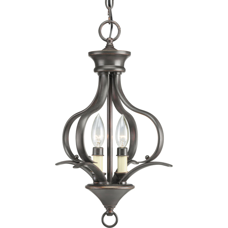 Progress Lighting P3806-20 Two Light Foyer Pendant, Antique Bronze