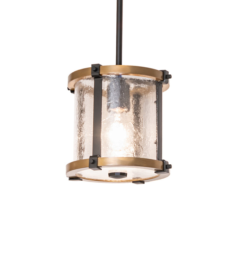 Meyda Tiffany 277742 One Light Mini Pendant, Black Satin Wrought Iron & Brass
