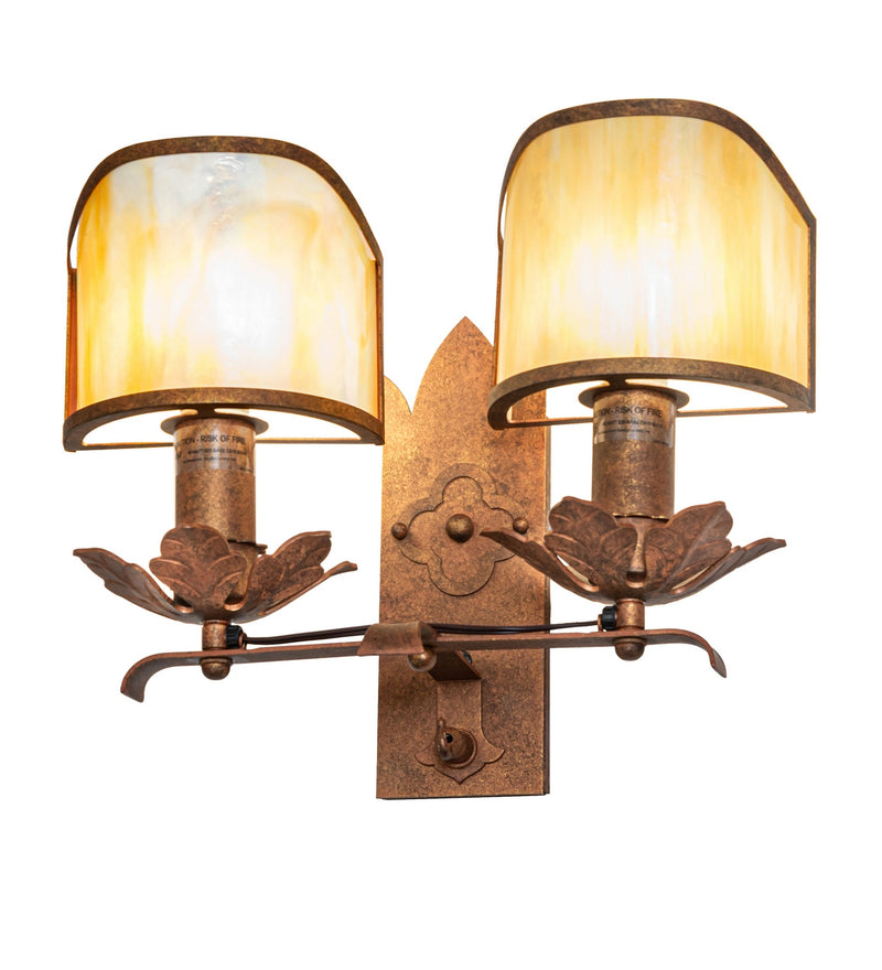 Meyda Tiffany 281492 Two Light Wall Sconce, Autumn Leaf