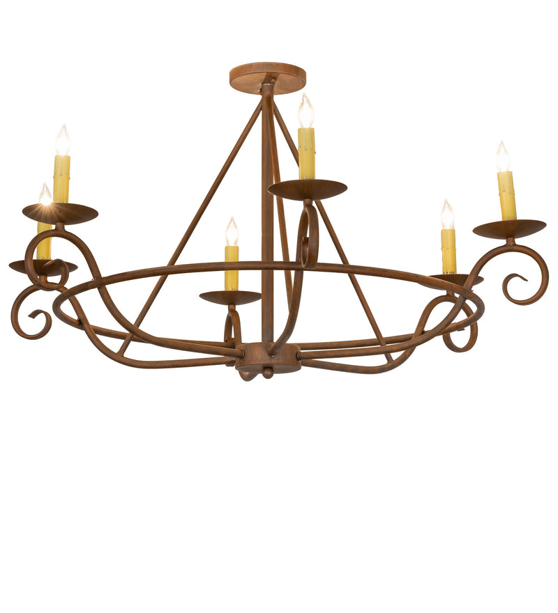 Meyda Tiffany 281553 Six Light Semi-Flushmount, Rustic Iron