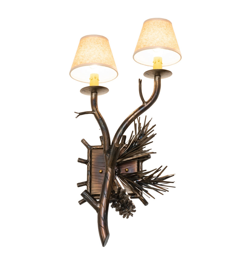 Meyda Tiffany 283595 Two Light Wall Sconce, Light Burnished Antique Copper
