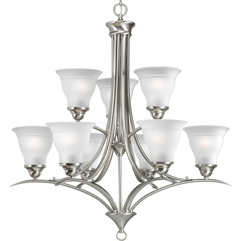 Progress Lighting P4329-09 Nine Light Chandelier, Brushed Nickel