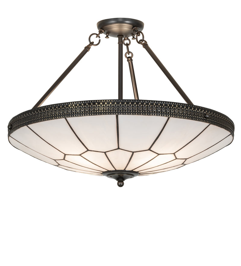 Meyda Tiffany 284297 Four Light Semi-Flushmount, Highlighted Craftsman Brown