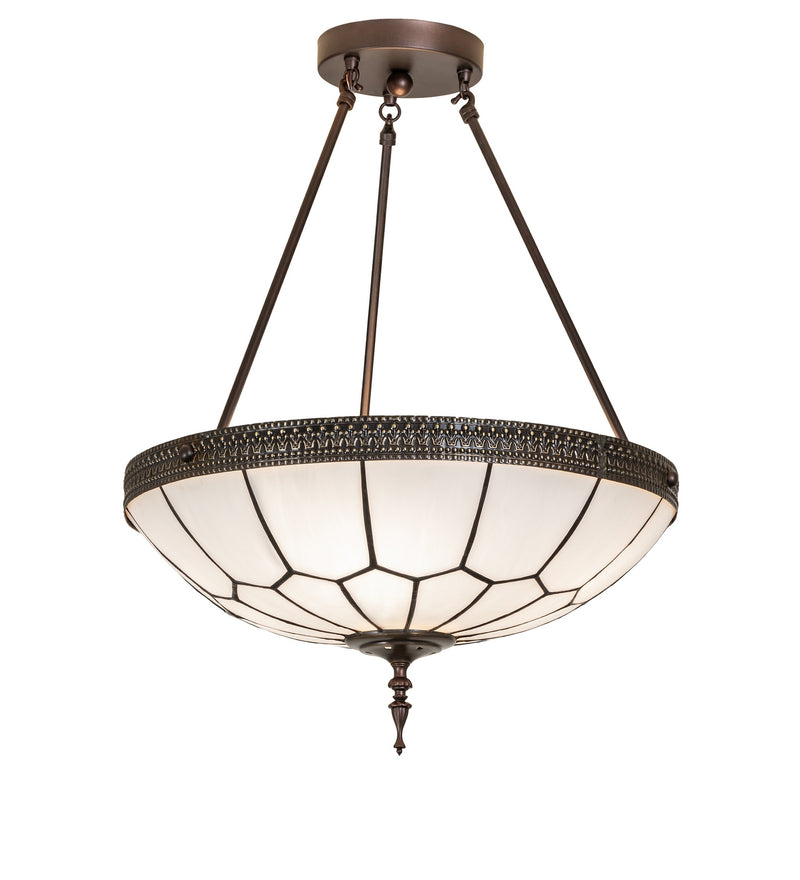 Meyda Tiffany 284462 Four Light Semi-Flushmount, Mahogany Bronze & Craftsman Brown Highlighted