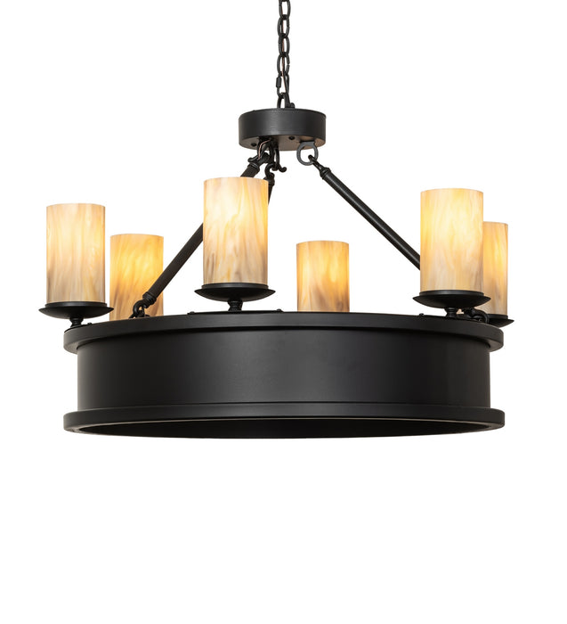 Meyda Tiffany 285462 Six Light Pendant, Black Satin Wrought Iron