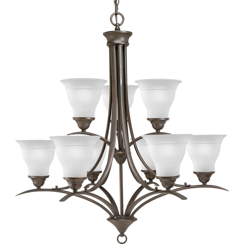 Progress Lighting P4329-20 Nine Light Chandelier, Antique Bronze