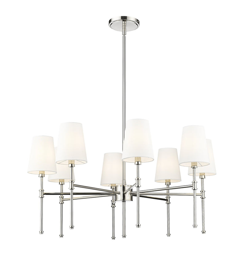 Millennium 16108-PN Eight Light Chandelier, Polished Nickel