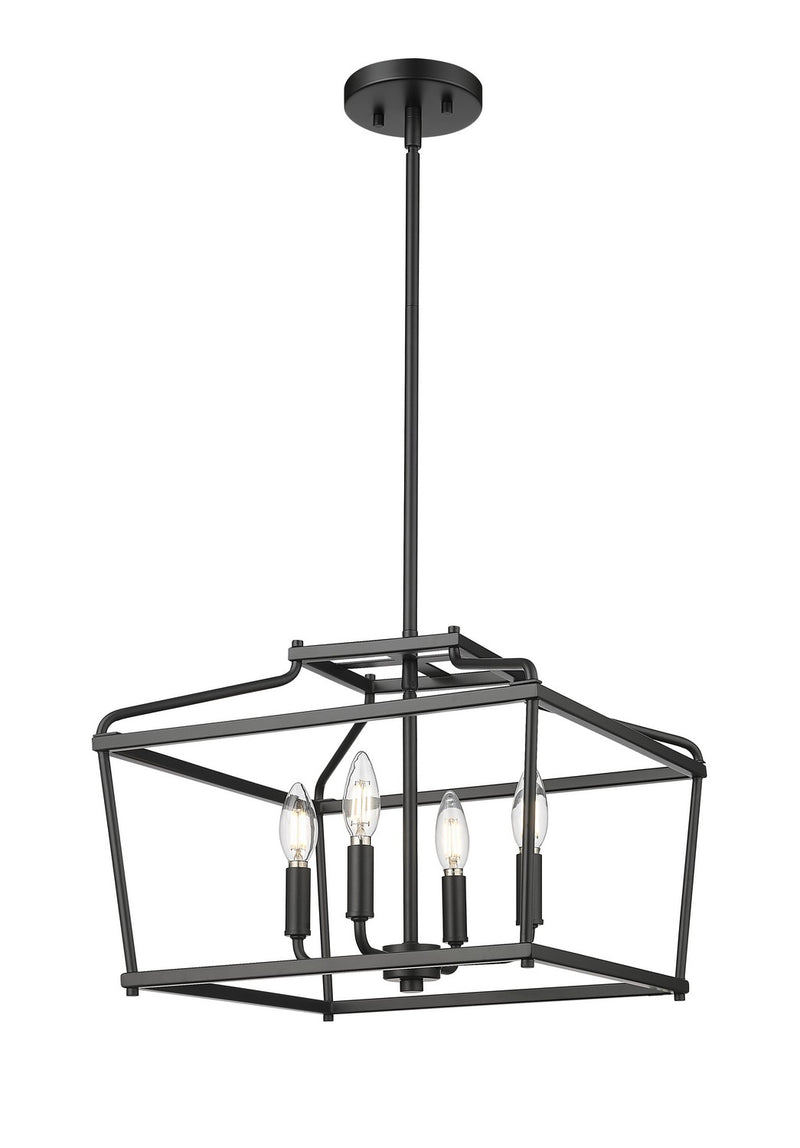 Millennium 19104-MB Four Light Pendant, Matte Black