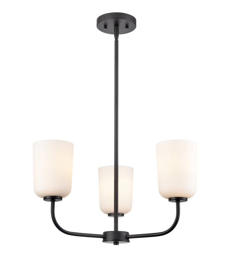 Millennium 214003-MB Three Light Chandelier, Matte Black