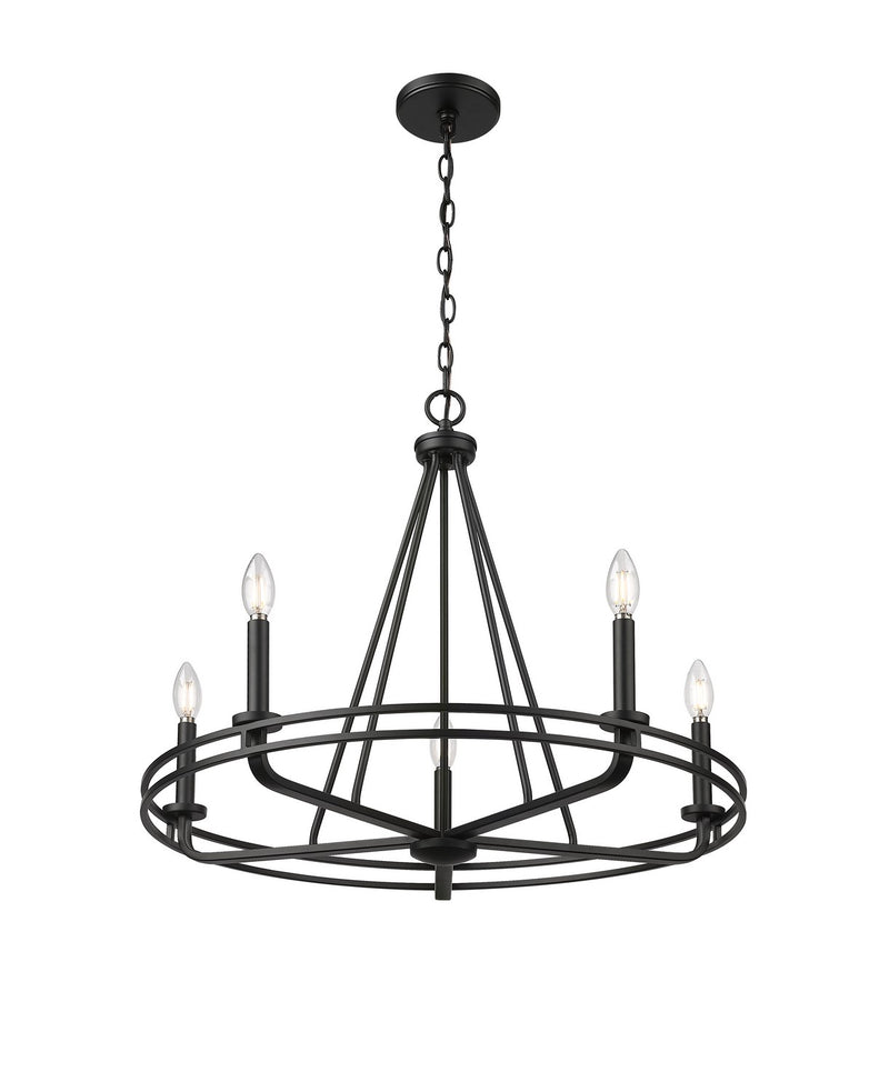 Millennium 21605-MB Five Light Chandelier, Matte Black