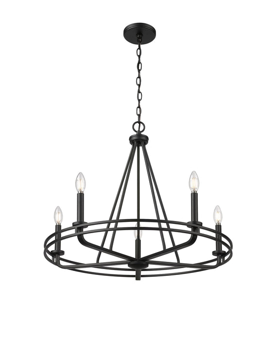 Millennium 21605-MB Five Light Chandelier, Matte Black