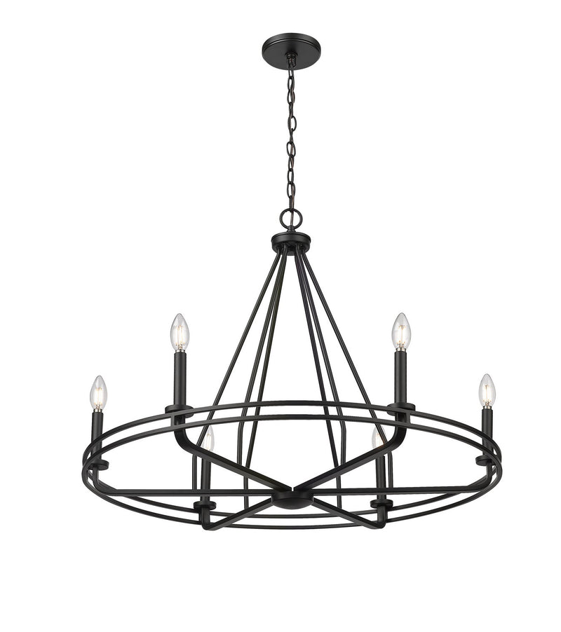 Millennium 21606-MB Six Light Chandelier, Matte Black