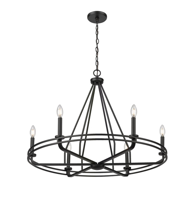 Millennium 21606-MB Six Light Chandelier, Matte Black