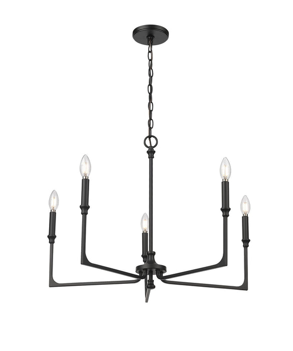 Millennium 25305-MB Five Light Chandelier, Matte Black