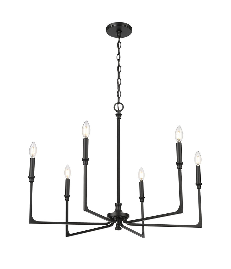 Millennium 25306-MB Six Light Chandelier, Matte Black