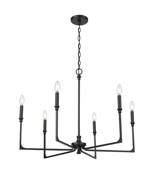 Millennium 25306-MB Six Light Chandelier, Matte Black