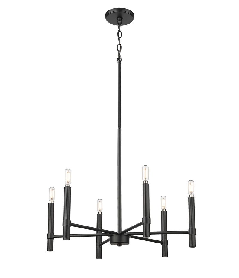 Millennium 25606-MB Six Light Chandelier, Matte Black