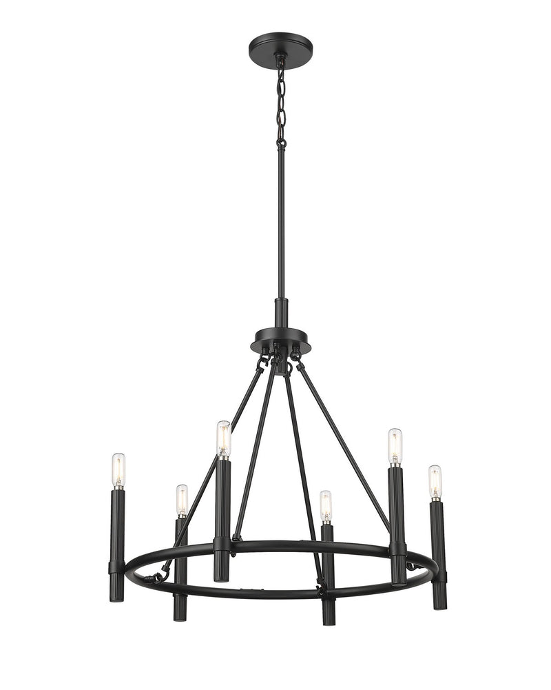Millennium 25656-MB Six Light Chandelier, Matte Black