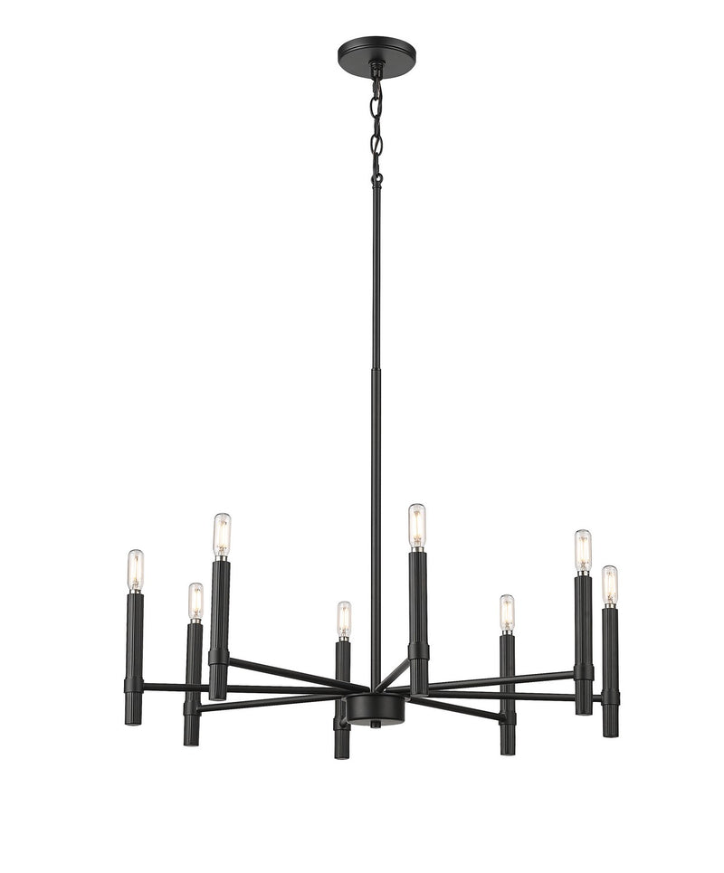 Millennium 25708-MB Eight Light Chandelier, Matte Black