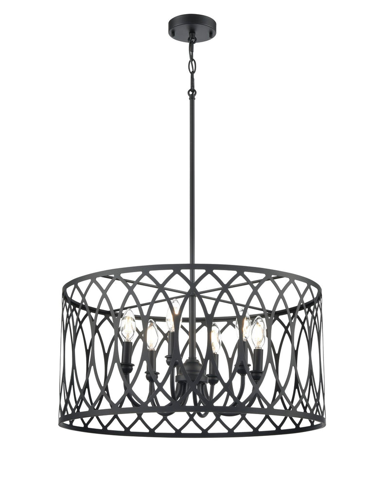 Millennium 42106-MB Six Light Pendant, Matte Black