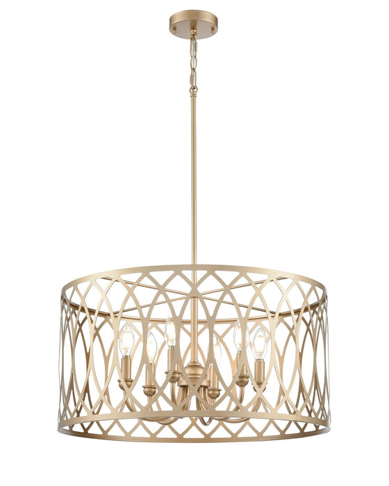 Millennium 42106-PMG Six Light Pendant, Painted Modern Gold