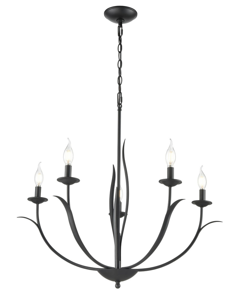 Millennium 44105-MB Five Light Chandelier, Matte Black