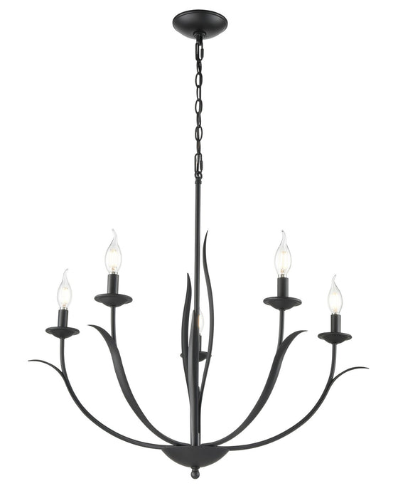 Millennium 44105-MB Five Light Chandelier, Matte Black