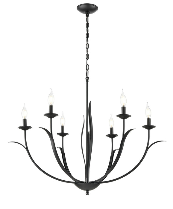 Millennium 44106-MB Six Light Chandelier, Matte Black
