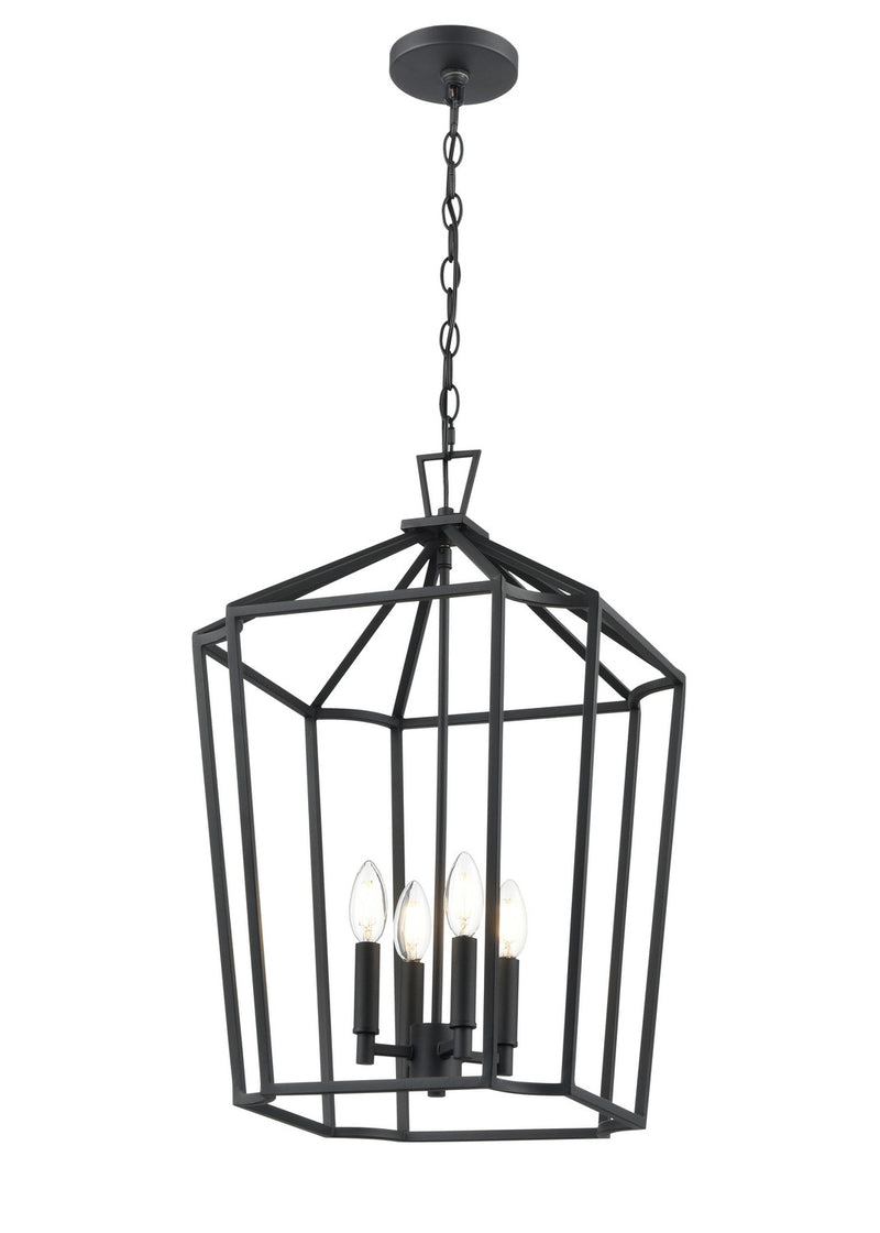 Millennium 91804-TBK Four Light Chandelier, Textured Black