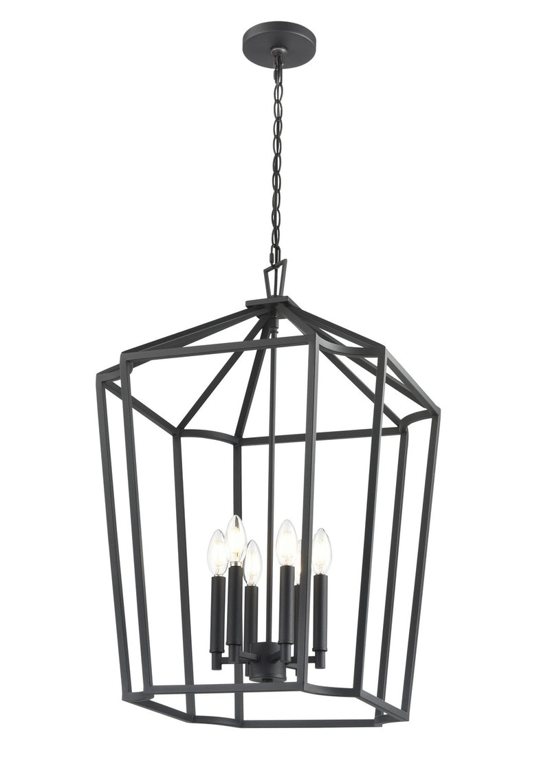 Millennium 91806-TBK Six Light Chandelier, Textured Black