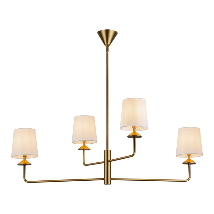 Alora CH497445BGWL Four Light Chandelier, Brushed Gold/White Linen
