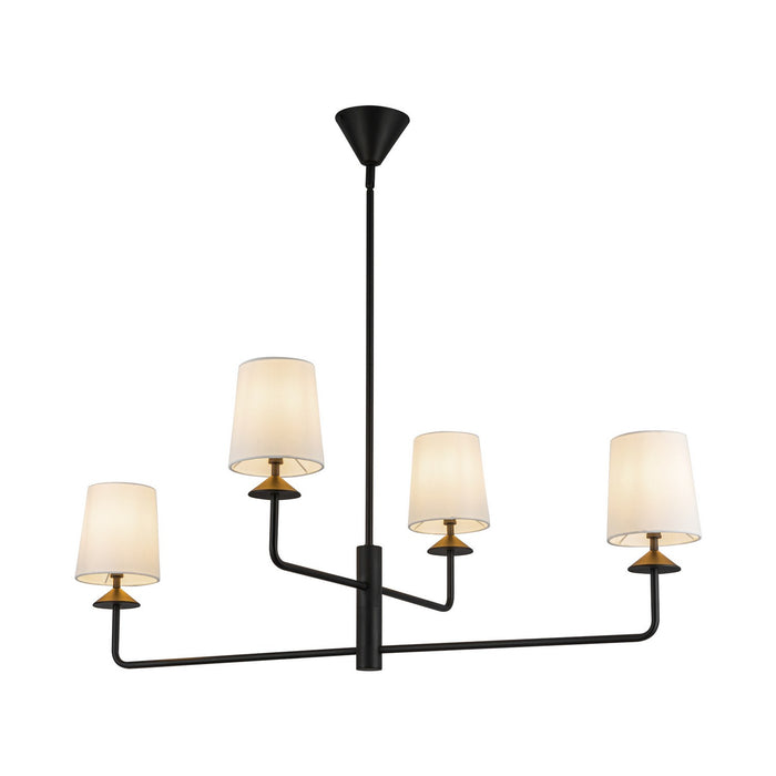 Alora CH497445MBWL Four Light Chandelier, Matte Black/White Linen