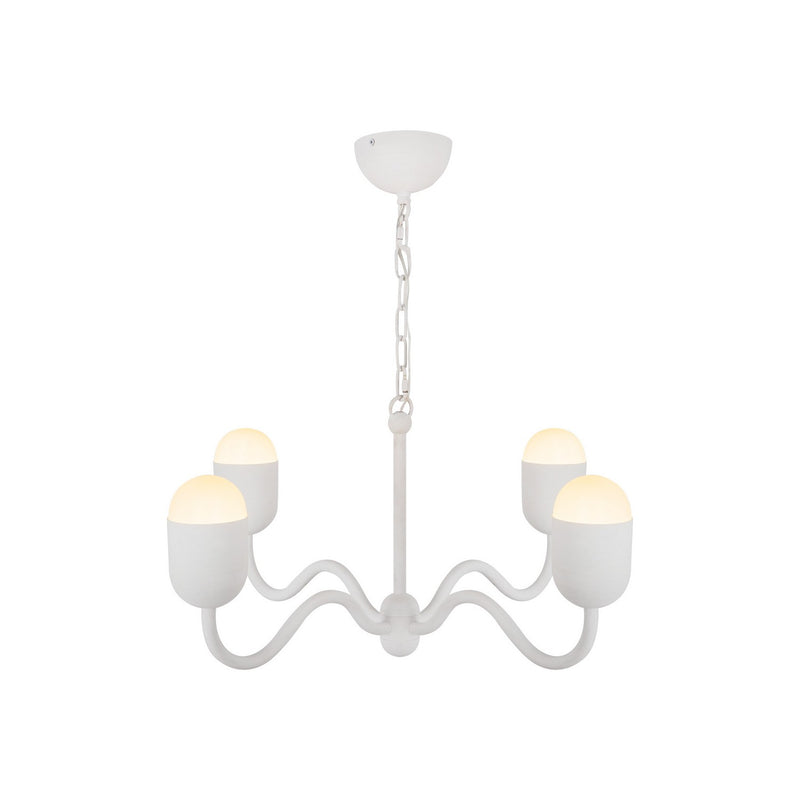 Alora CH558427AWOP Four Light Chandelier, Antique White/Opal Glass