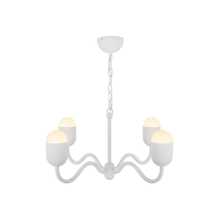 Alora CH558427AWOP Four Light Chandelier, Antique White/Opal Glass